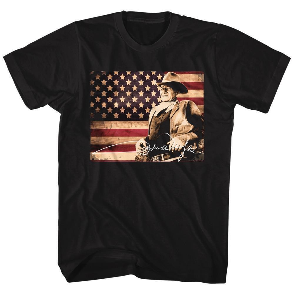 John Wayne Tin Sign Black Adult T Shirt